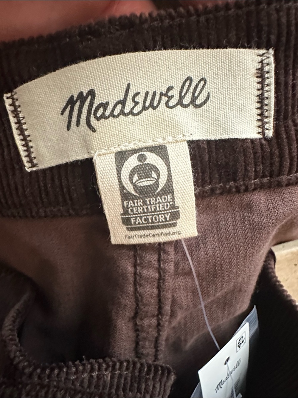 NWT Madewell Perfect Vintage Pant in Corduroy Dark Coffee 29 - Picture 7 of 10